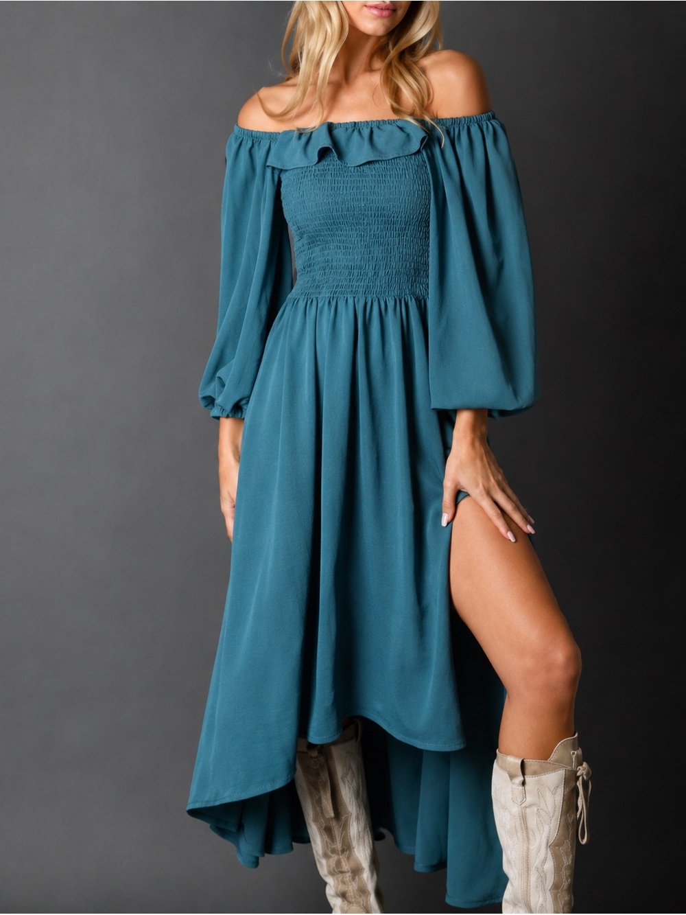 NWT Joyfolie Odette Dress in dusty teal